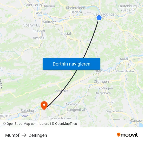 Mumpf to Deitingen map