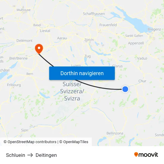 Schluein to Deitingen map