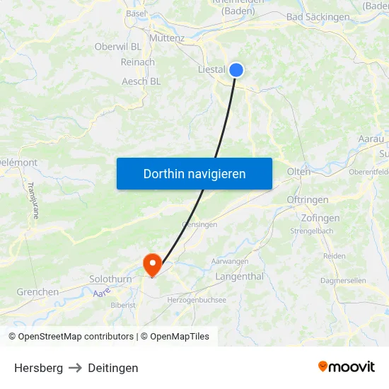 Hersberg to Deitingen map