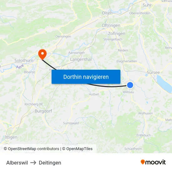 Alberswil to Deitingen map