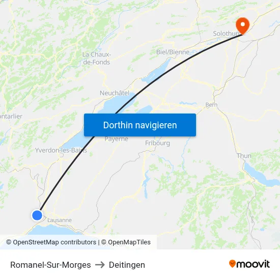 Romanel-Sur-Morges to Deitingen map