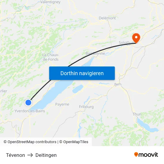 Tévenon to Deitingen map
