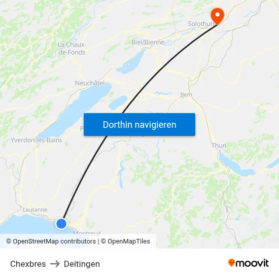 Chexbres to Deitingen map