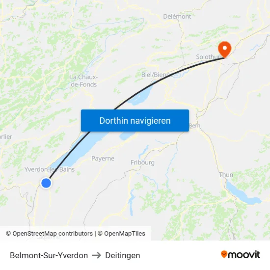 Belmont-Sur-Yverdon to Deitingen map