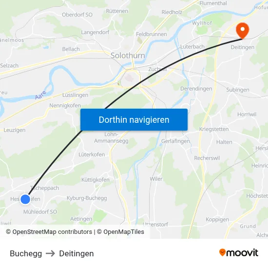 Buchegg to Deitingen map