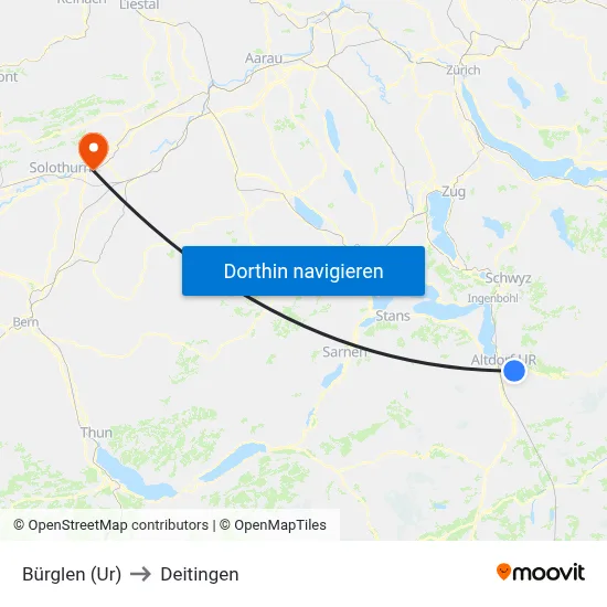 Bürglen (Ur) to Deitingen map