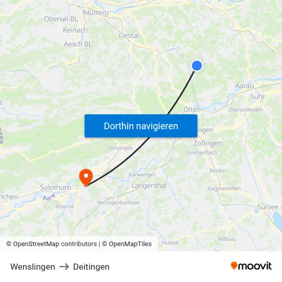 Wenslingen to Deitingen map