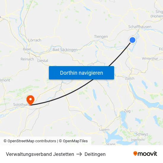 Verwaltungsverband Jestetten to Deitingen map