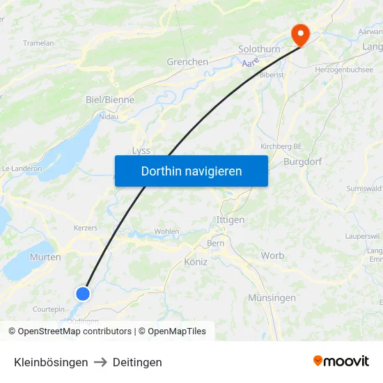 Kleinbösingen to Deitingen map