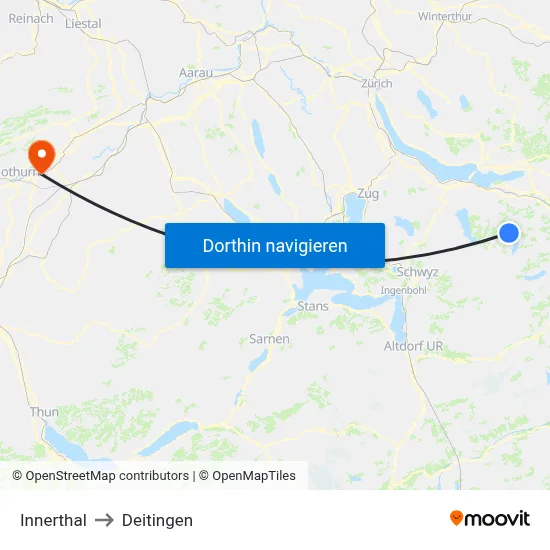 Innerthal to Deitingen map