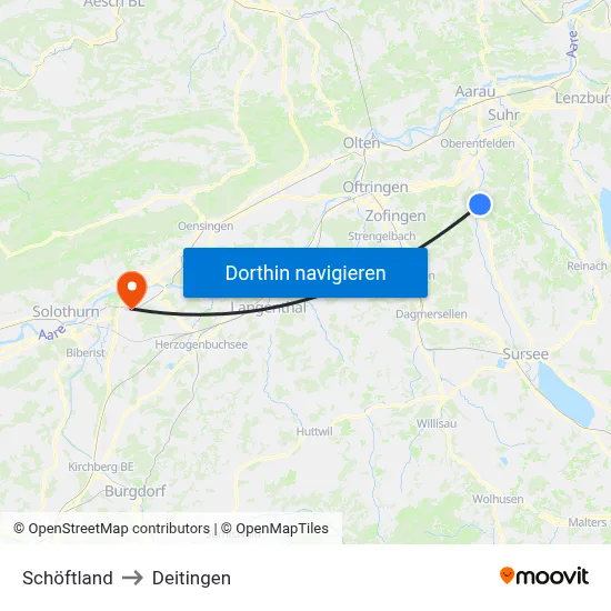Schöftland to Deitingen map