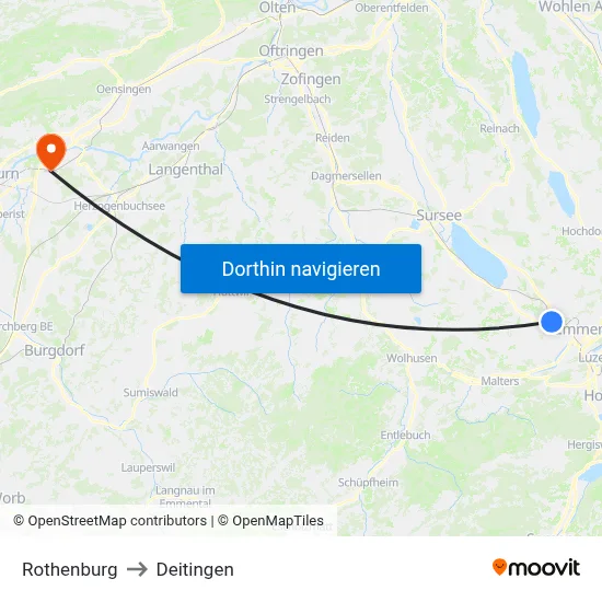 Rothenburg to Deitingen map