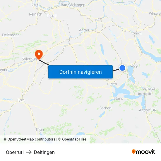 Oberrüti to Deitingen map