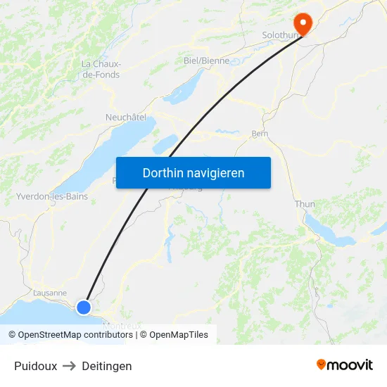 Puidoux to Deitingen map