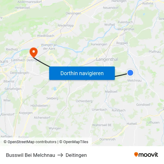 Busswil Bei Melchnau to Deitingen map