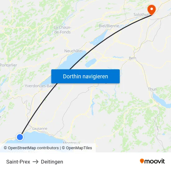 Saint-Prex to Deitingen map