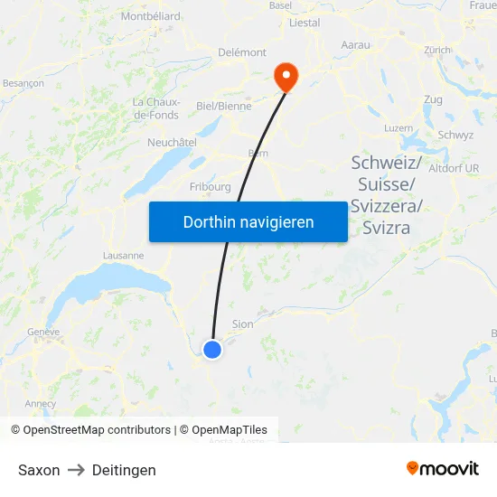 Saxon to Deitingen map
