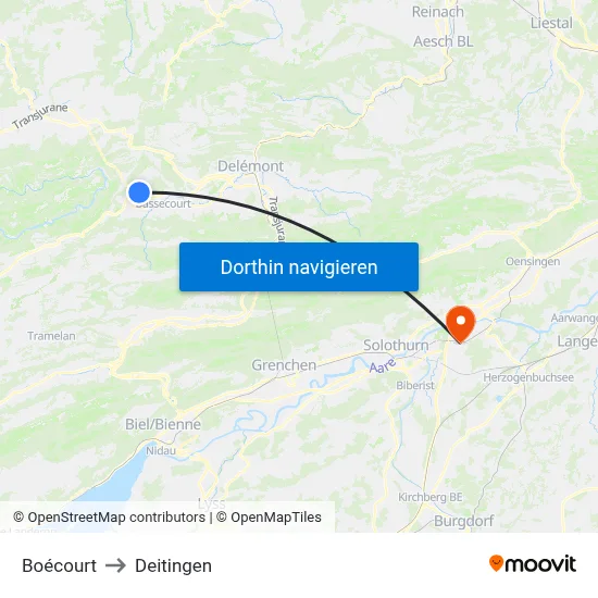Boécourt to Deitingen map