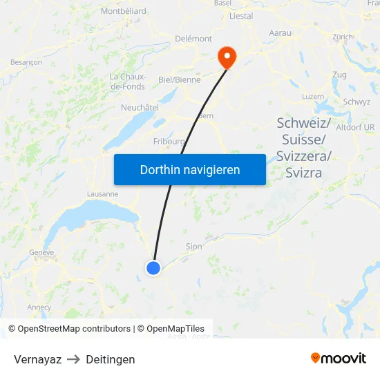 Vernayaz to Deitingen map