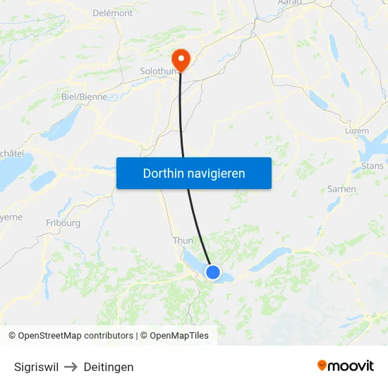 Sigriswil to Deitingen map