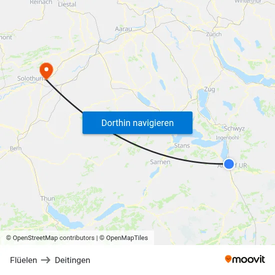 Flüelen to Deitingen map