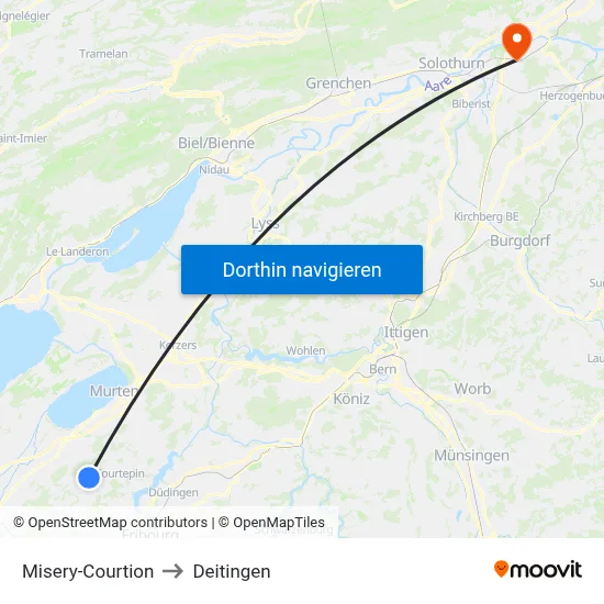 Misery-Courtion to Deitingen map