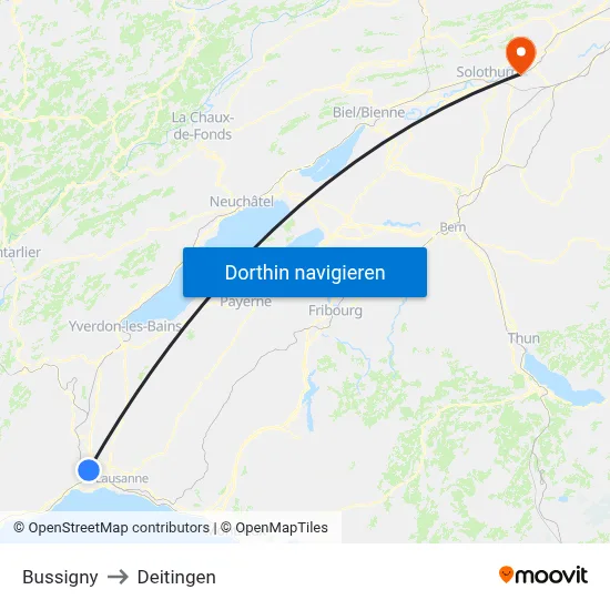 Bussigny to Deitingen map