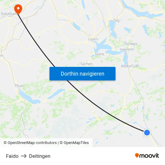 Faido to Deitingen map