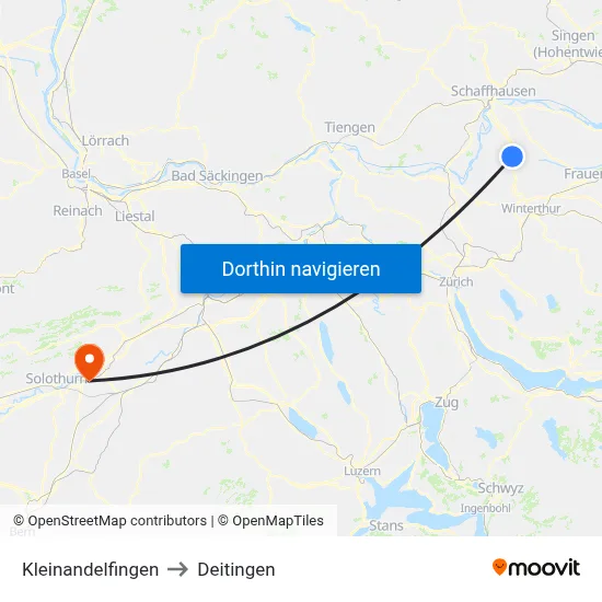 Kleinandelfingen to Deitingen map
