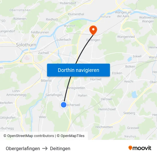Obergerlafingen to Deitingen map