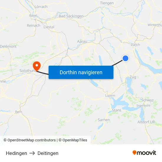 Hedingen to Deitingen map
