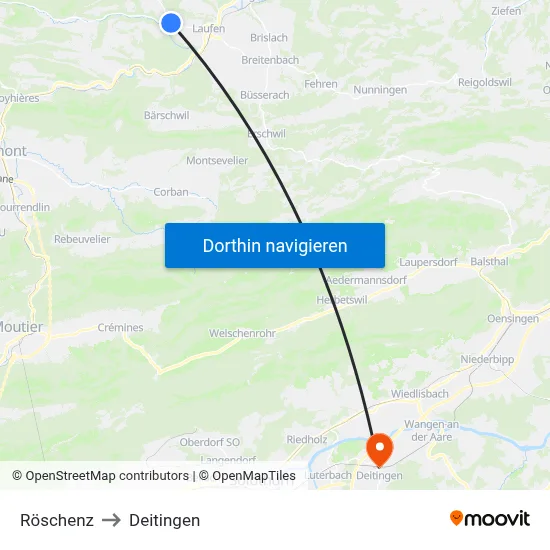 Röschenz to Deitingen map