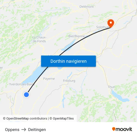 Oppens to Deitingen map