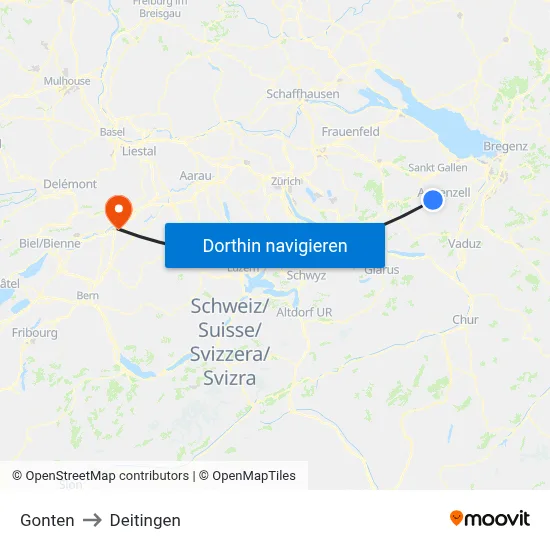 Gonten to Deitingen map