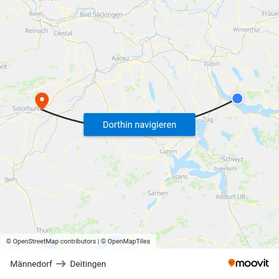 Männedorf to Deitingen map