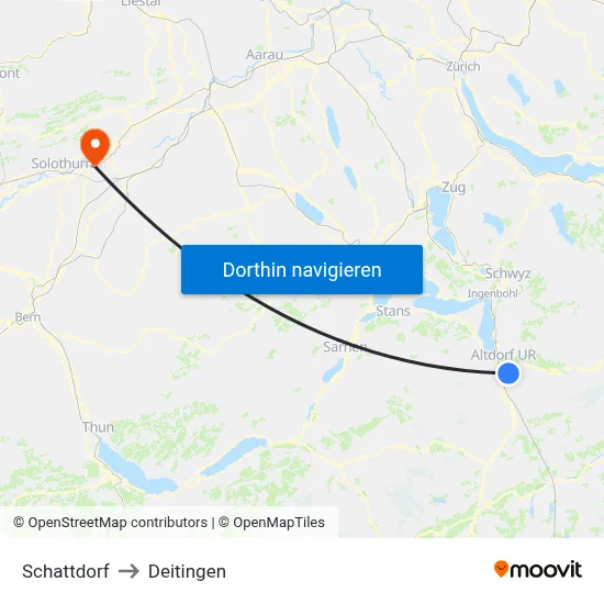 Schattdorf to Deitingen map
