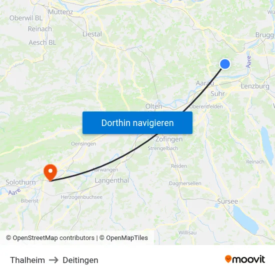 Thalheim to Deitingen map