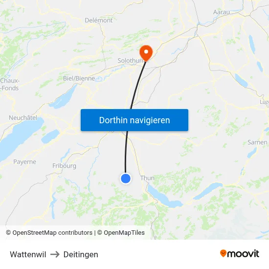 Wattenwil to Deitingen map