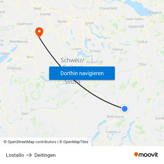 Lostallo to Deitingen map
