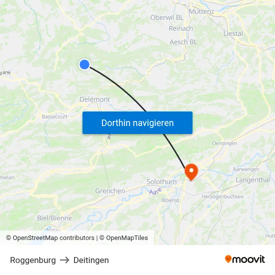 Roggenburg to Deitingen map
