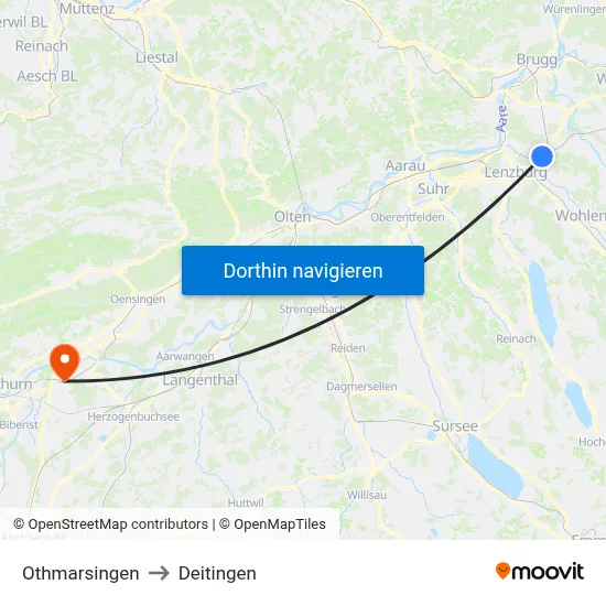 Othmarsingen to Deitingen map
