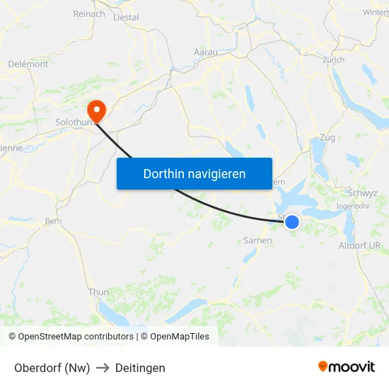 Oberdorf (Nw) to Deitingen map