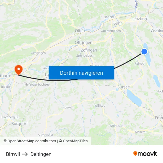 Birrwil to Deitingen map