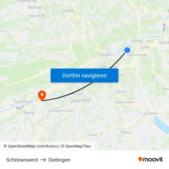 Schönenwerd to Deitingen map