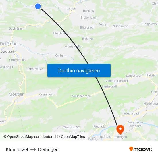 Kleinlützel to Deitingen map