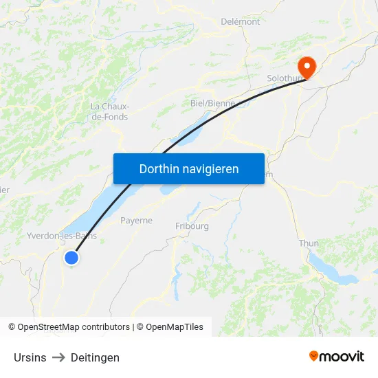 Ursins to Deitingen map