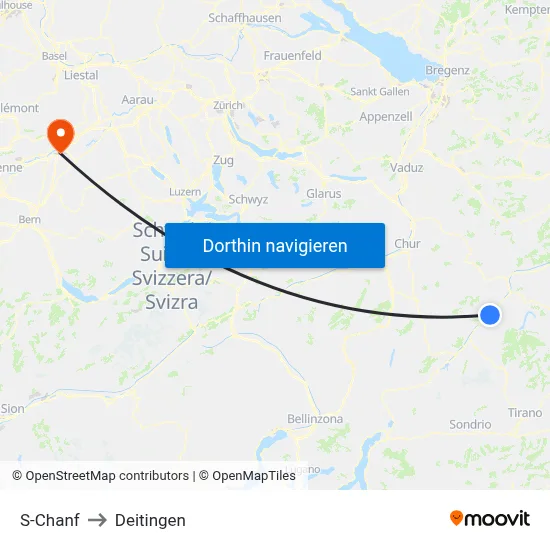 S-Chanf to Deitingen map