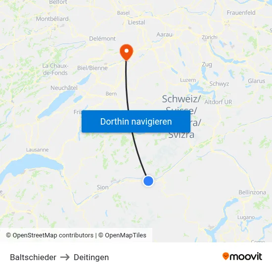 Baltschieder to Deitingen map