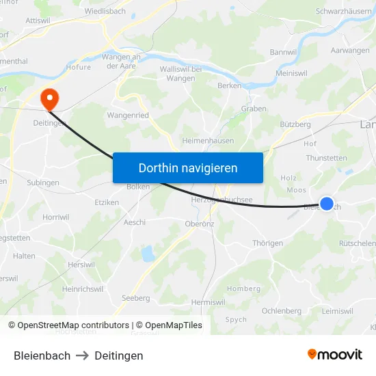 Bleienbach to Deitingen map