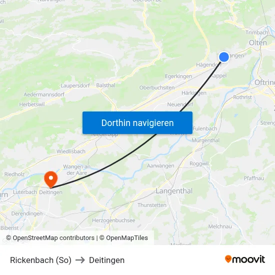 Rickenbach (So) to Deitingen map